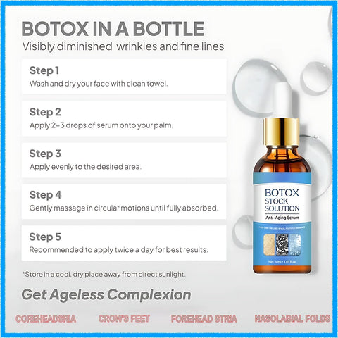 2Pcs Botox Stock Solution Facial Serum, jennifer aniston anti aging serum For Face, Instant Face Tightening Botox, Reduce Fine Lines, Wrinkles, Hydrate & Plump Skin.