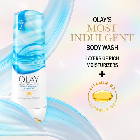 Olay Indulgent MoistureOlay Indulgent Moisture Body Wash for Women, Infused with Vitamin B3, Notes of Moonflower and Neroli Oil Scent, 20 fl oz