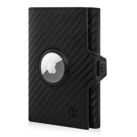 TRUSADOR Unisex Toscana AirTag Holder Leather Wallets (AirTag & Coin Holder, Carbon)