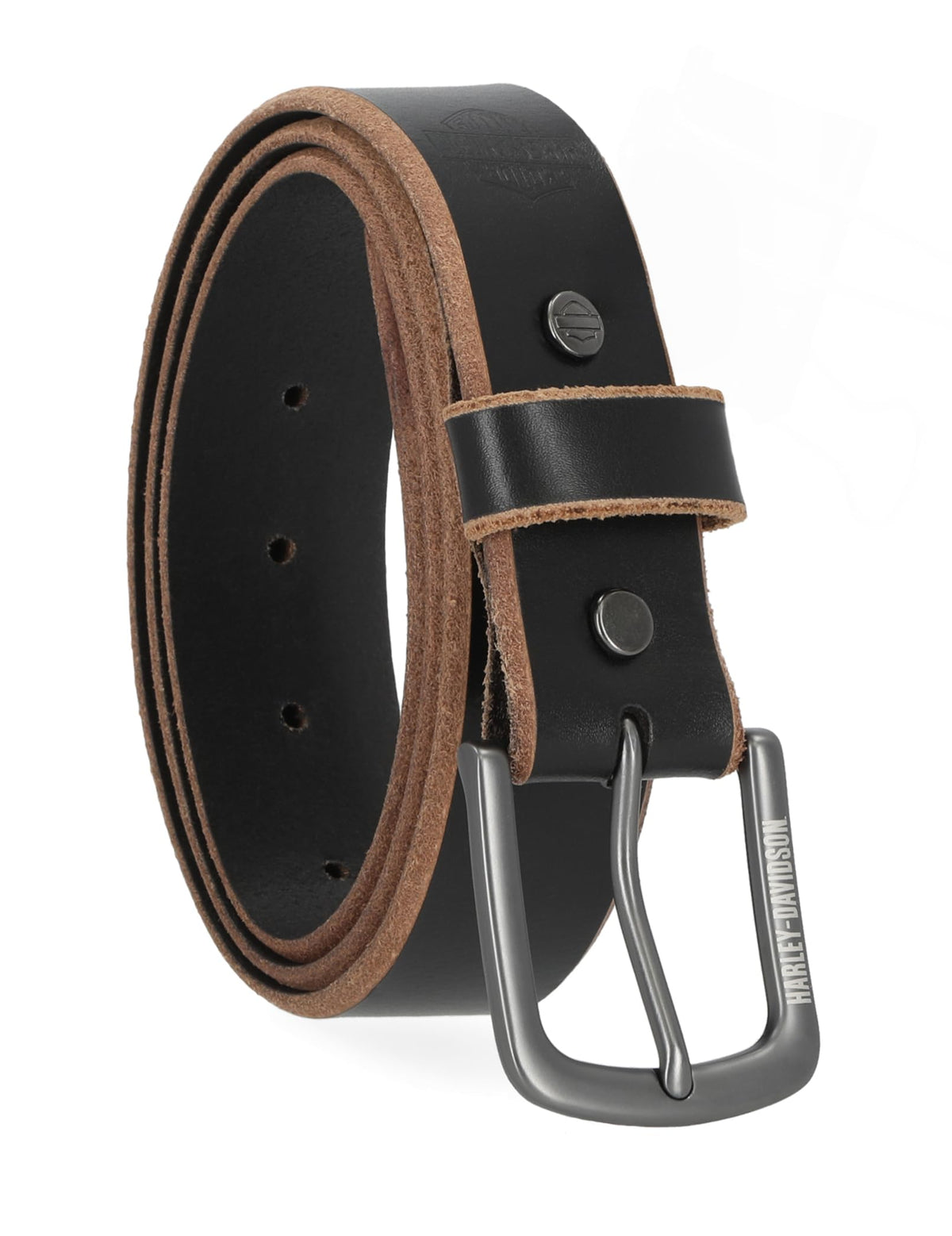 Harley-Davidson mens Menâ€™s 38mm Leather Belt, Black (Raw Edge), Medium (34-36)