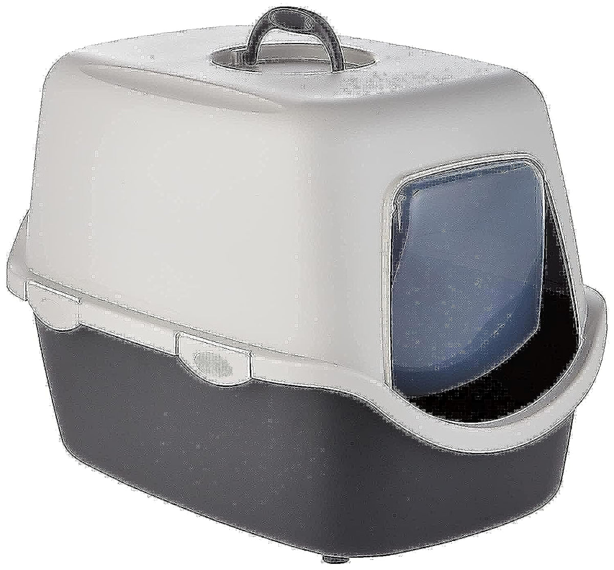 TRIXIE Vico litter tray with bonnet - easy click fasteners - plastic - 40 x 40 x 56 cm - denkel grey/light grey - 40271