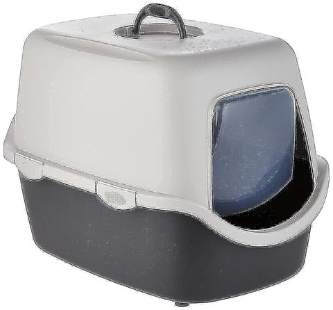 TRIXIE Vico litter tray with bonnet - easy click fasteners - plastic - 40 x 40 x 56 cm - denkel grey/light grey - 40271