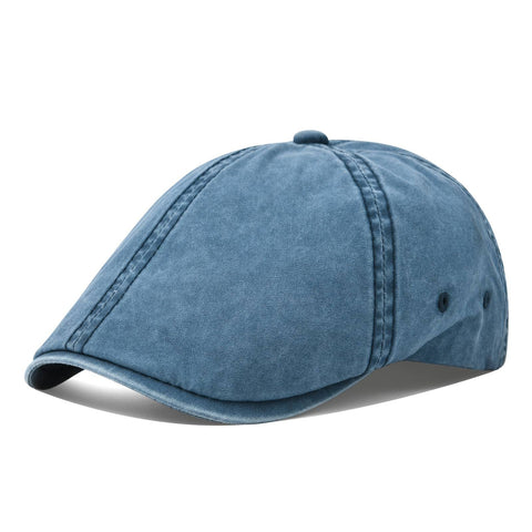 VOBOOM Cotton Washing Flat Cap Cabbie Hat Gatsby Ivy Irish Hunting Newsboy (Washed Navy)