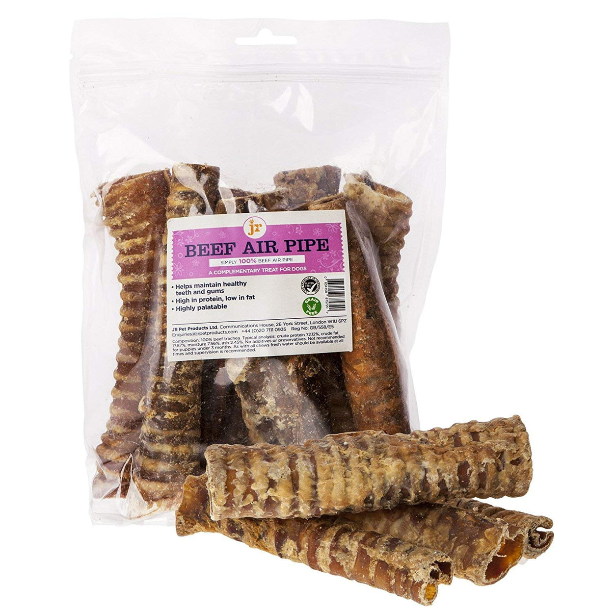 J R Pet Products 1kg Beef Air Pipe (Trachea)