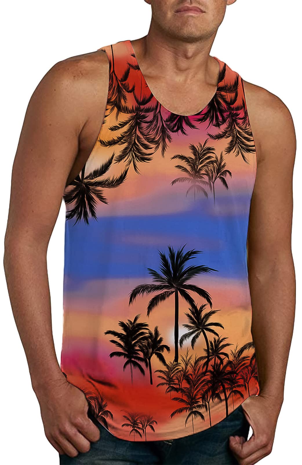 Men's Vest Beach Printed Vest Fashion Vest Hawaii Relax Tank Tops for Summer Holiday Multicolor