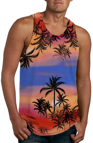Men's Vest Beach Printed Vest Fashion Vest Hawaii Relax Tank Tops for Summer Holiday Multicolor