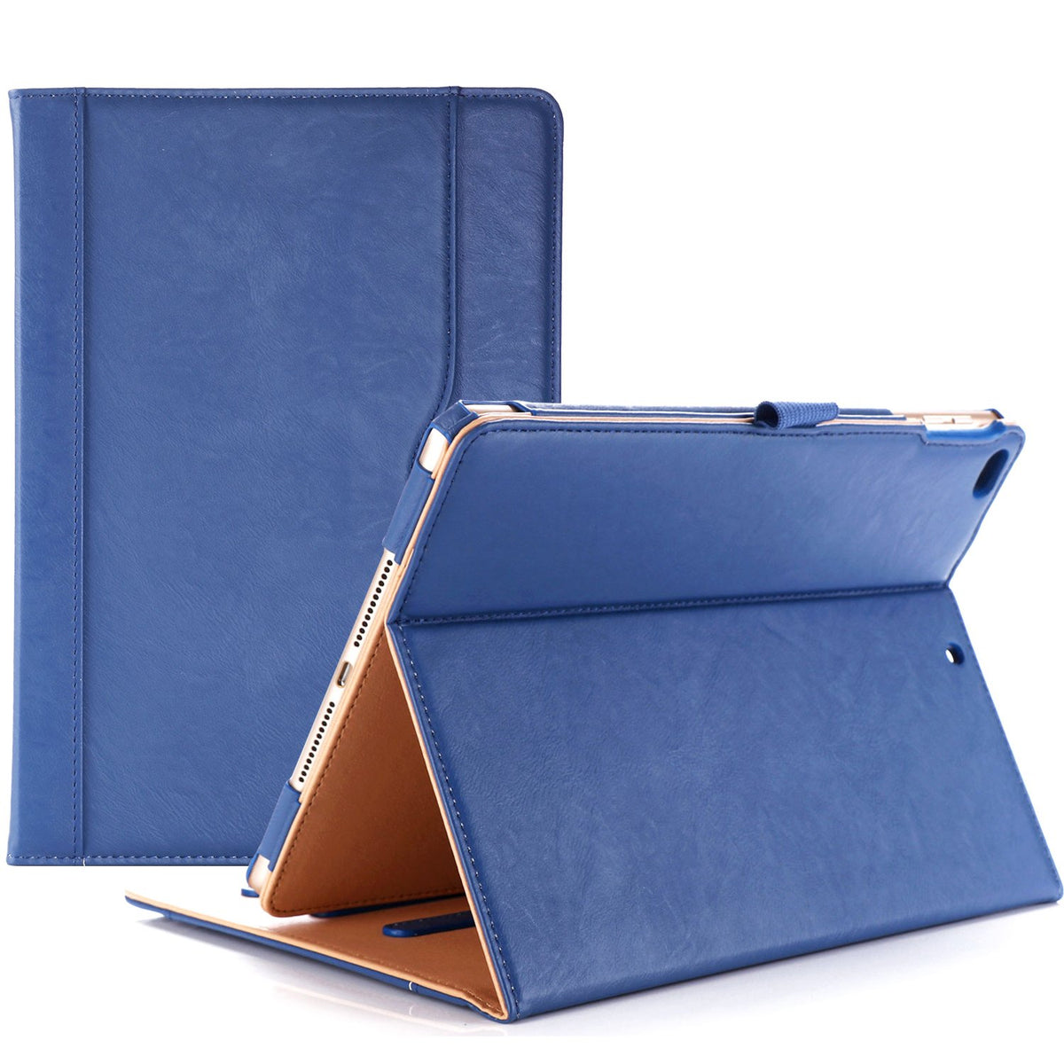 ProCase for iPad 9.7 Inch iPad 6th/5th Generation Case 2018 2017/iPad Air 2/Air 1 Case, Premium Leather Folio Corner Protection Multi-Angle Viewing Stand Cover with Front Pocket Pen Loop -Navy