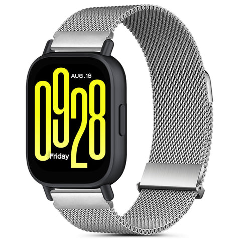 CHANRASI Strap Compatible with Xiaomi Redmi Watch 5 Active/5 Lite, Adjustable Magnetic Milanese Mesh Watch Band, Silver