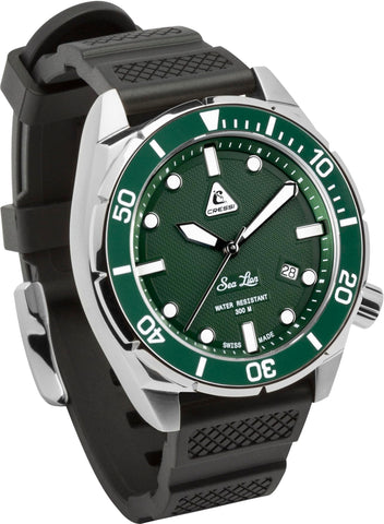 Cressi Professional Unisex Diving Watch KS767190, Silver/Green Paraggi Edition, Diameter 44 mm