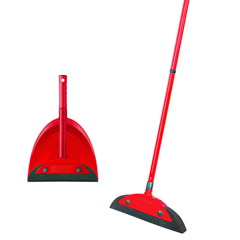 Vileda 158735 Super Classic Broom with Triangular Handle and Super Duster Classic Sweeping Set Broom Set - Red, 16 x 49 cm