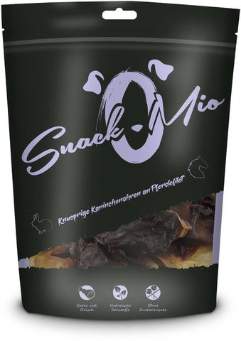SnackOMio Premium Dog Snack, Crispy Rabbit Ears with Horse Filet, Grain-Free, Pack of 1 (1 x 70 g)