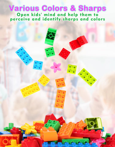 Large Building Blocks Set, 94 Pcs Classic Big Blocks STEM Toy Bricks, Kids Pre-School Toy Early Learning First Building Blocks, Ideal Great Gift for Toddler Boys Girls Age 3,4,5,6,7,8+