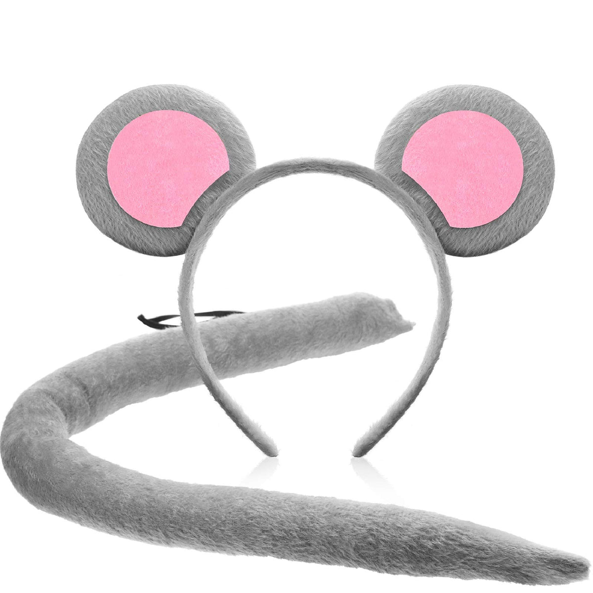 WILLBOND Large Mouse Ears Adult Headband and Tail for Halloween Cosplay Costume Party Decoration