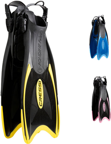 Cressi Palau Fins - Adult and Child Adjustable Diving, Apnea and Snorkelling Flippers Fins, Black / Yellow, UK 7.5/10 - EU Medium/Large 41/44