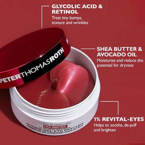 Peter Thomas Roth | Even SmootherÃƒÆ’Ã‚Â¢ÃƒÂ¢Ã¢â€šÂ¬Ã…Â¾Ãƒâ€šÃ‚Â¢ Glycolic Retinol Hydra-Gel Eye Patches, Under-Eye Patches With Glycolic Acid and Retinol, Treats Tiny Bumps, Texture, Fine Lines and Wrinkles Under the Eye Area
