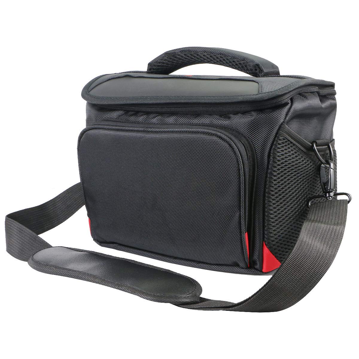 Khanka Hard Shoulder Bag Camera Case Compatible for Nikon D3400 D5100 D5600 D3500 D5500 D7500,D7200,D750,D850/ Canon EOS M50,EOS 4000D, 2000D Camera and Lens. (XL, Black/Red)