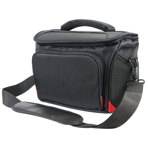 Khanka Hard Shoulder Bag Camera Case Compatible for Nikon D3400 D5100 D5600 D3500 D5500 D7500,D7200,D750,D850/ Canon EOS M50,EOS 4000D, 2000D Camera and Lens. (XL, Black/Red)