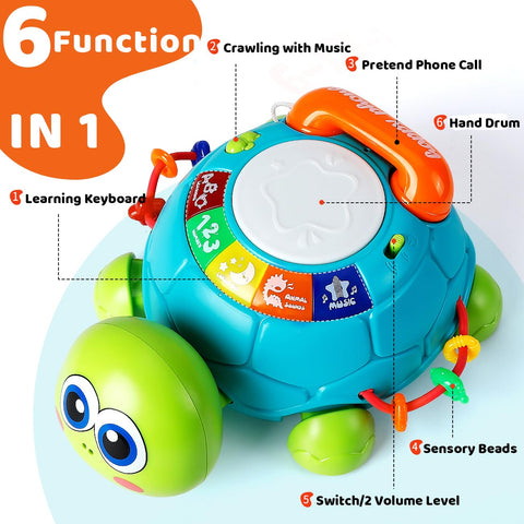 SYHLN Toys for 1 Year Old Boys Girls Gifts, Tummy Time Crawling Turtle Baby Toys 6 to 12 Months, Baby Einstein Musical Light Up Toys for Infants 12-18 Months, 1st Birthday Gifts for Girls Boys