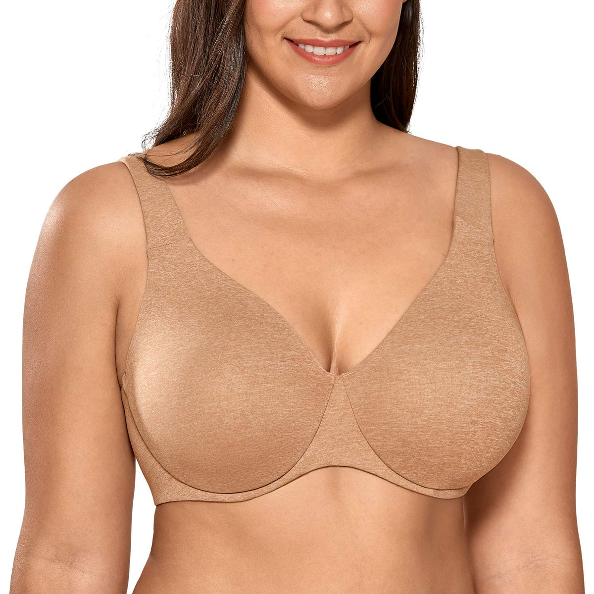 DELIMIRA Women's Plus Size Bras Minimizer Underwire Full Coverage Unlined Seamless Cup Chanterelle 38C