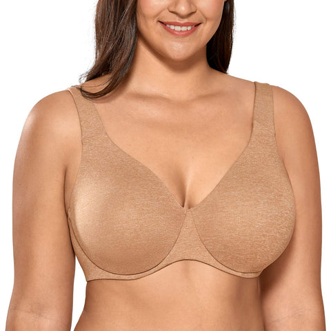 DELIMIRA Women's Plus Size Bras Minimizer Underwire Full Coverage Unlined Seamless Cup Chanterelle 38C