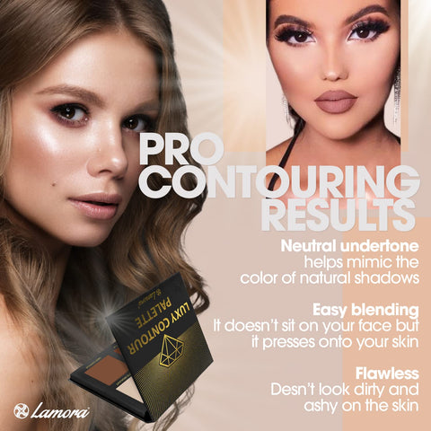 Contour Pallet Makeup Powder Contour Kit - Contour Palette With Mirror - 4 Highly Pigmented Matte Colors For Contouring And Highlighting - Vegan, Cruelty Free And Hypoallergenic