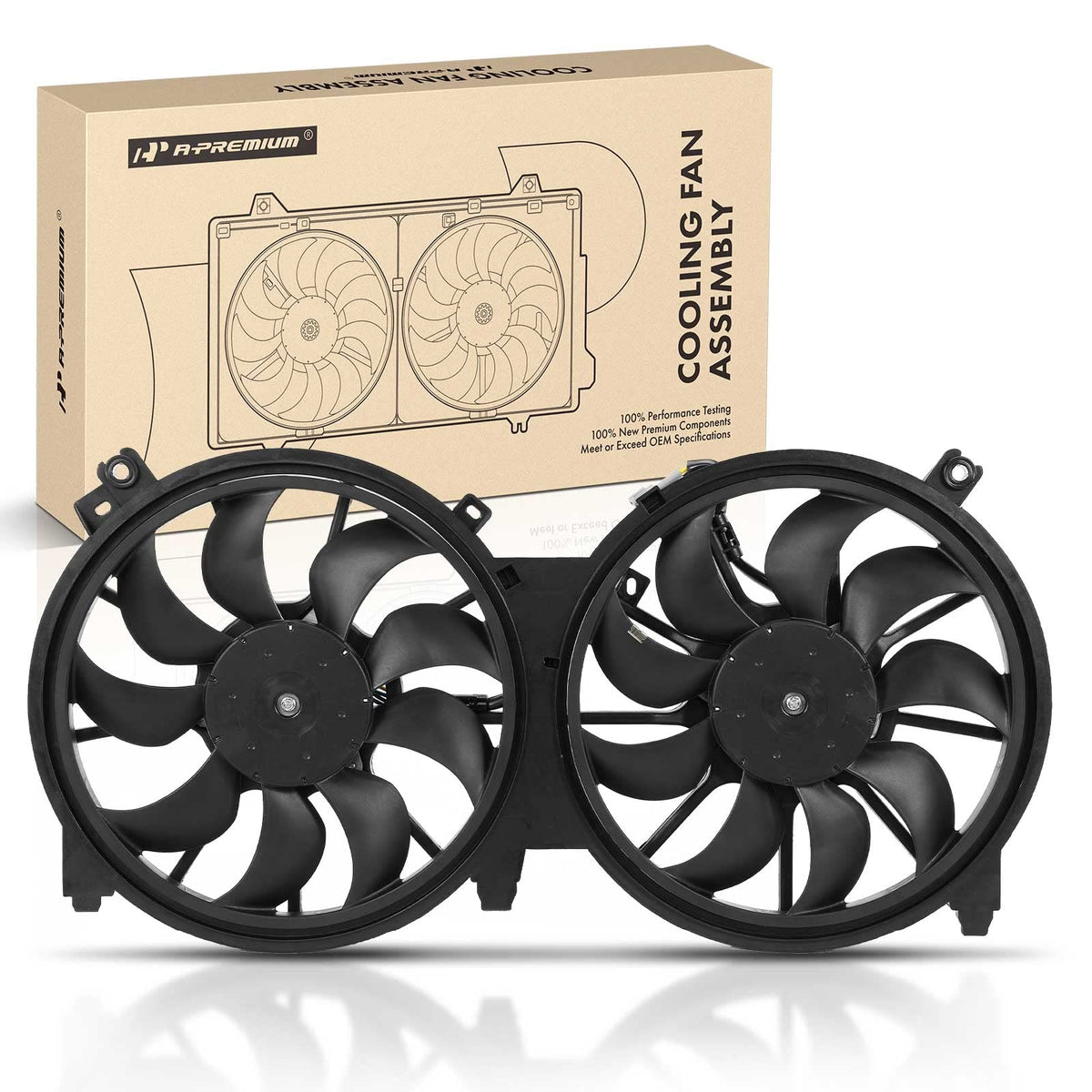 A-Premium Engine Radiator Cooling Fan Assembly Compatible with Select Nissan Models - Maxima 2009-2014, V6 3.5L - Replace# 21481ZY70A, 214819N00A