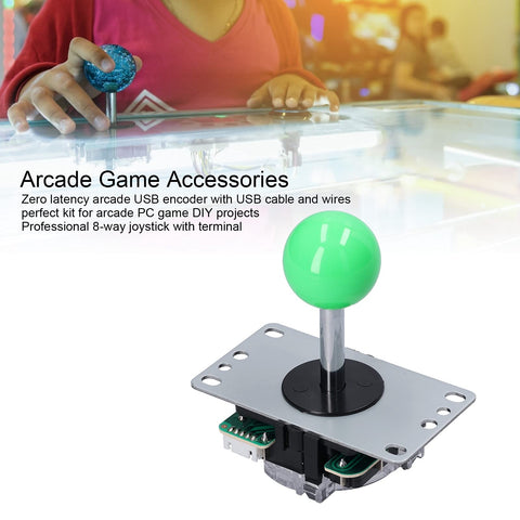 Hilitand Arcade Game Joystick Kits DIY Parts Delay USB Encoder + 8 Way Joystick + 10x Push Buttons for Arcade PC Game DIY Projects(green)