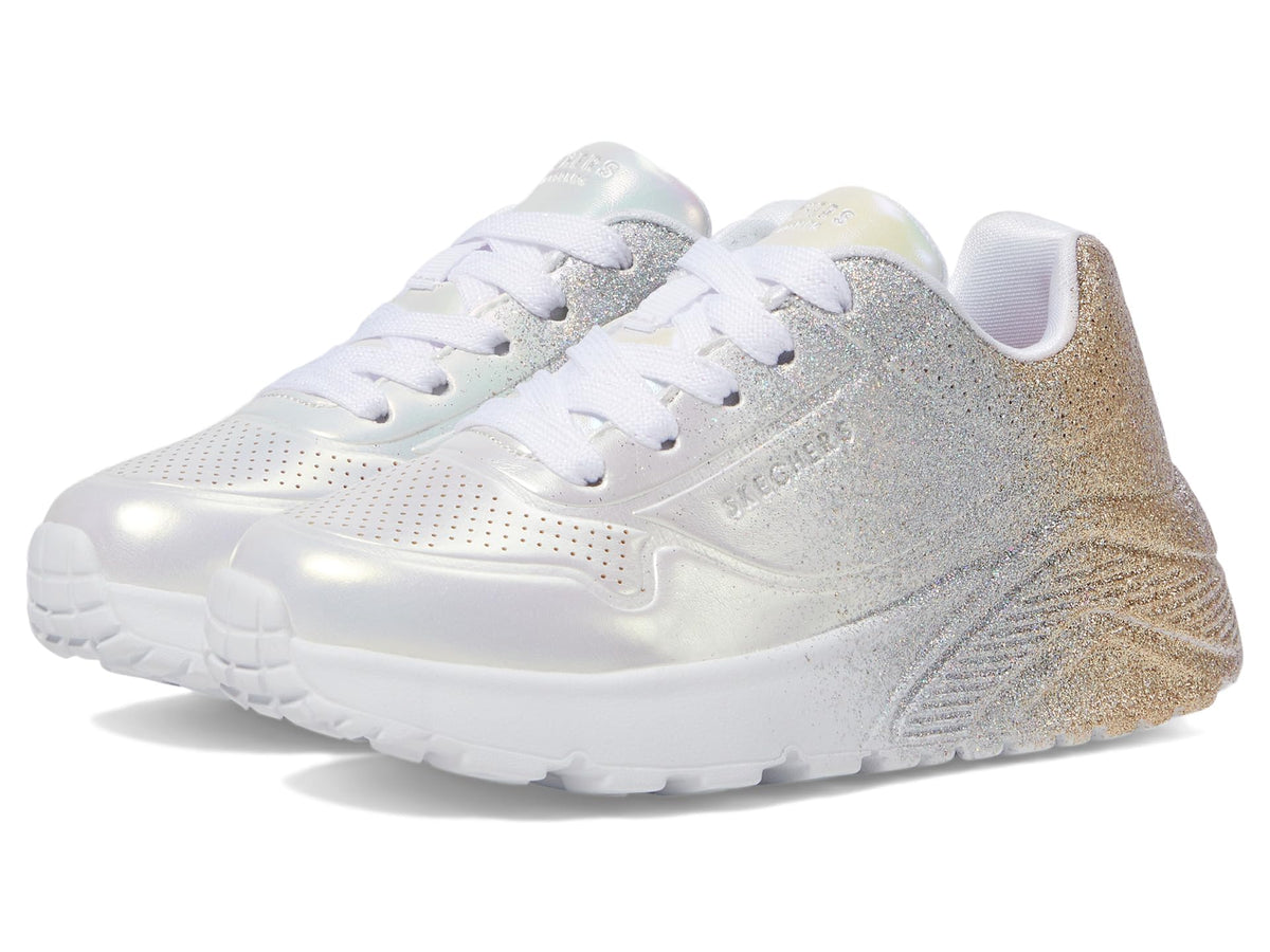 Skechers Kids Girls Uno Lite Sneaker, White/Multi, 10.5 Little Kid