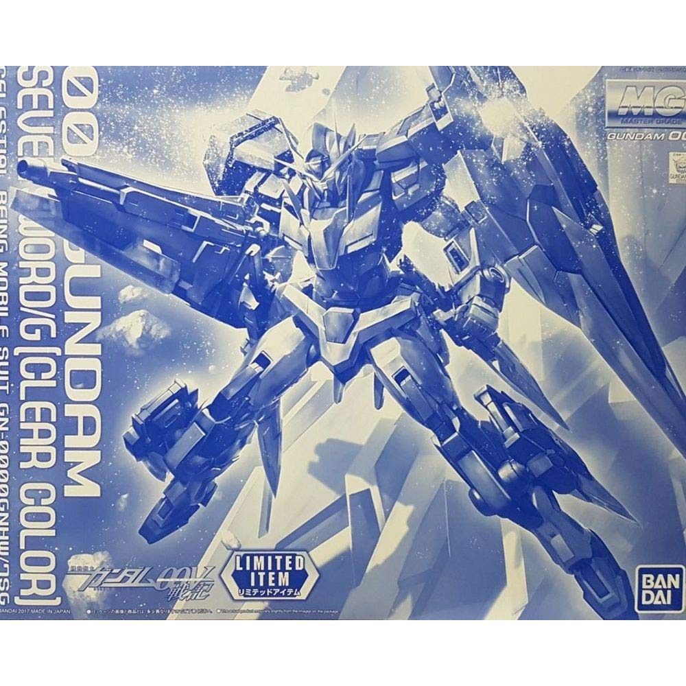 GN-0000GNHW/7SG 00 Gundam Seven Sword/G [Gunpla Expo Exclusive Clear Color]: Master Grade Gundam 00 1/100 Model Kit + 1 Official Japanese Gundam Trading Card Bundle (MG / 22255)