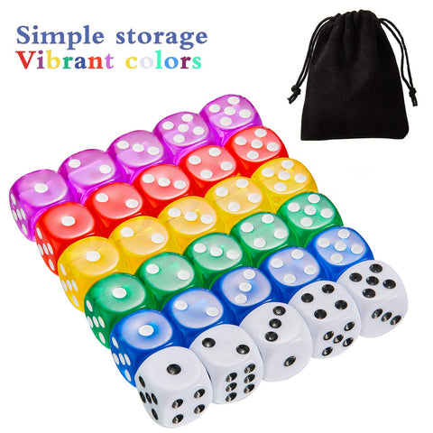 6 Pieces Dice Cup PU Leather Felt Lining Quiet Shaker with 30 Dices Compatible with Craps Backgammon Game (Black)