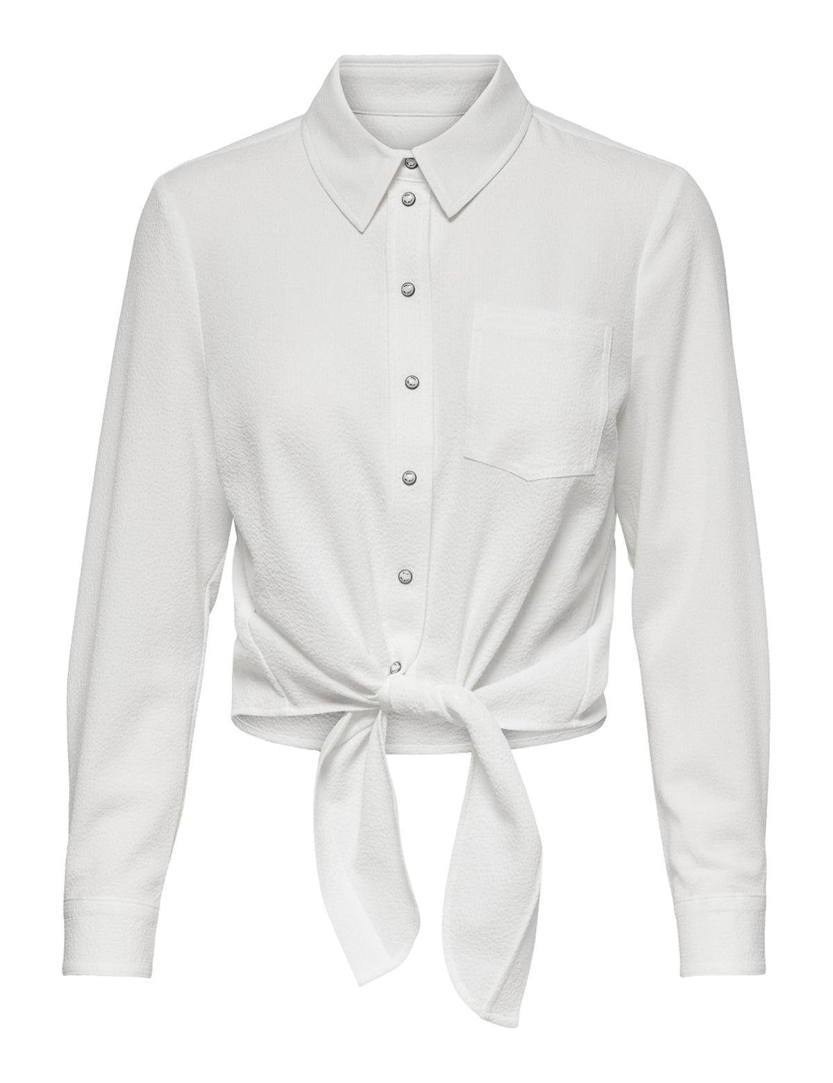 ONLY Women's ONLLECEY LS Knot DNM Shirt NOOS Blouse, Cloud Dancer, S