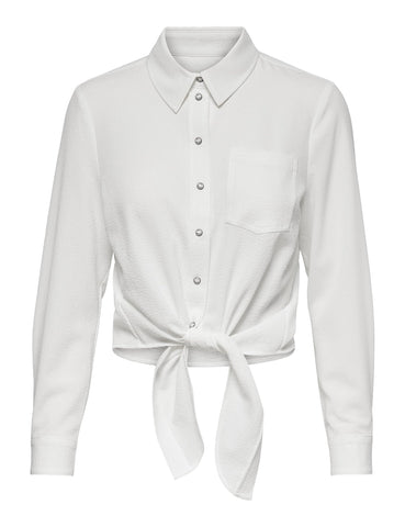ONLY Women's ONLLECEY LS Knot DNM Shirt NOOS Blouse, Cloud Dancer, S
