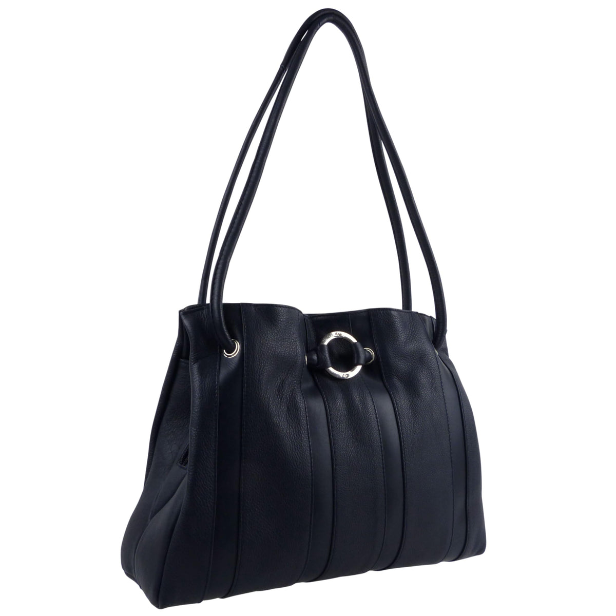 Gigi Othello Soft Leather 3 Section Shoulder Handbag (Navy Stripe)