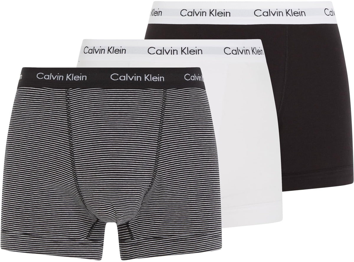Calvin Klein Men's Trunk 3pk Trunk, White/ B&w Stripe/ Black, XL