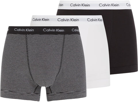 Calvin Klein Men's Trunk 3pk Trunk, White/ B&w Stripe/ Black, XL