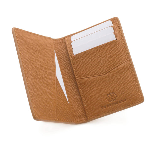The Tanned Cow Slim Minimalist Wallet for Men Women, Mini Thin Leather Bifold, Front Pocket Credit Card Holder with RFID Blocking, including Gift Box, Brown, Cardholder Wallet