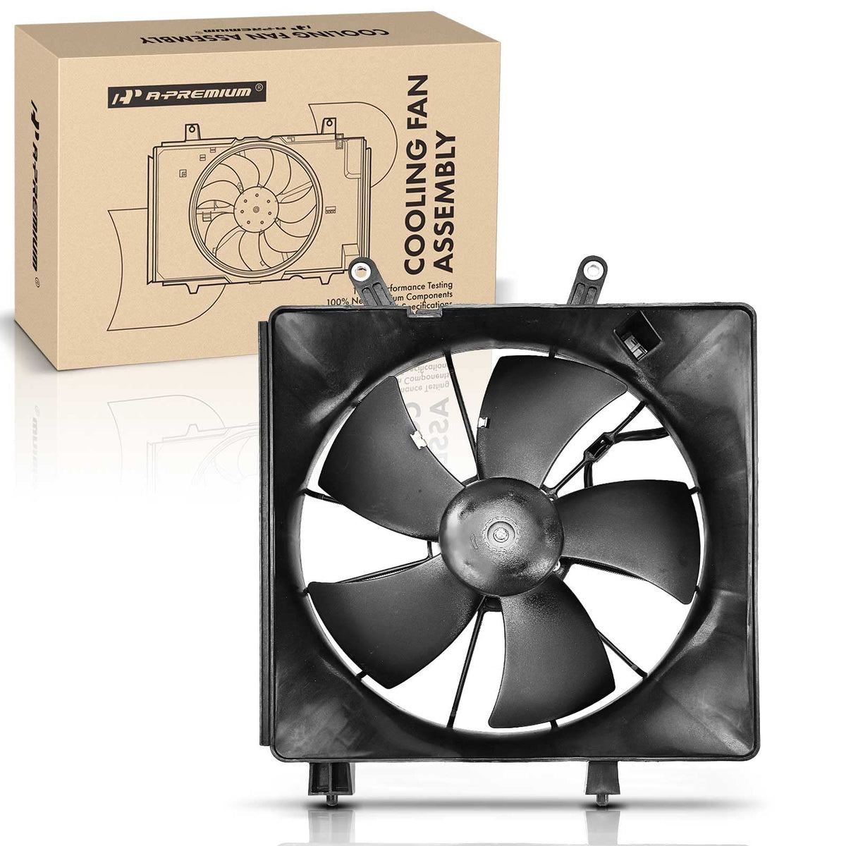 A-Premium Engine Radiator Cooling Fan Assembly Compatible with Select Honda Models - Civic 2001 2002 2003 2004 2005 - Replace# 19000PLF513, 19015PLC003
