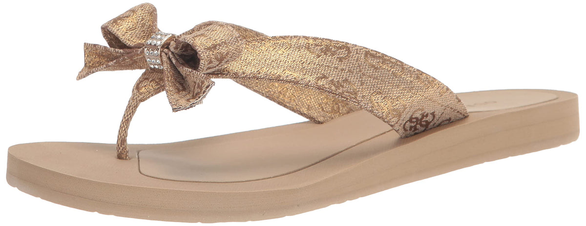 GUESS Women's Tuta Sandal, Gold 710, 11