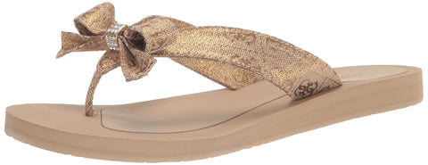GUESS Women's Tuta Sandal, Gold 710, 11