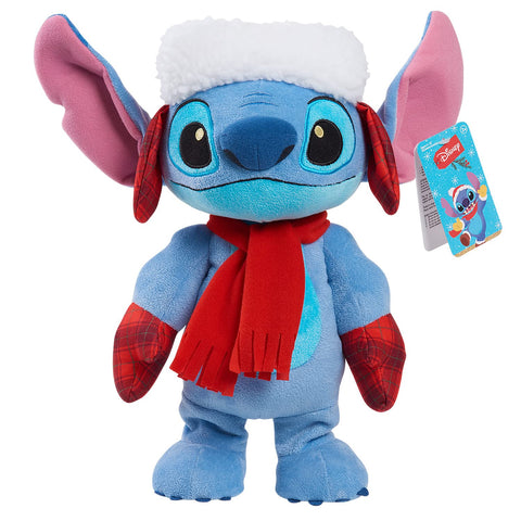 Disney Stitch Holiday Dancing Feature Plush with Music, Officially Licensed Kids Toys for Ages 3 Up by Just Play