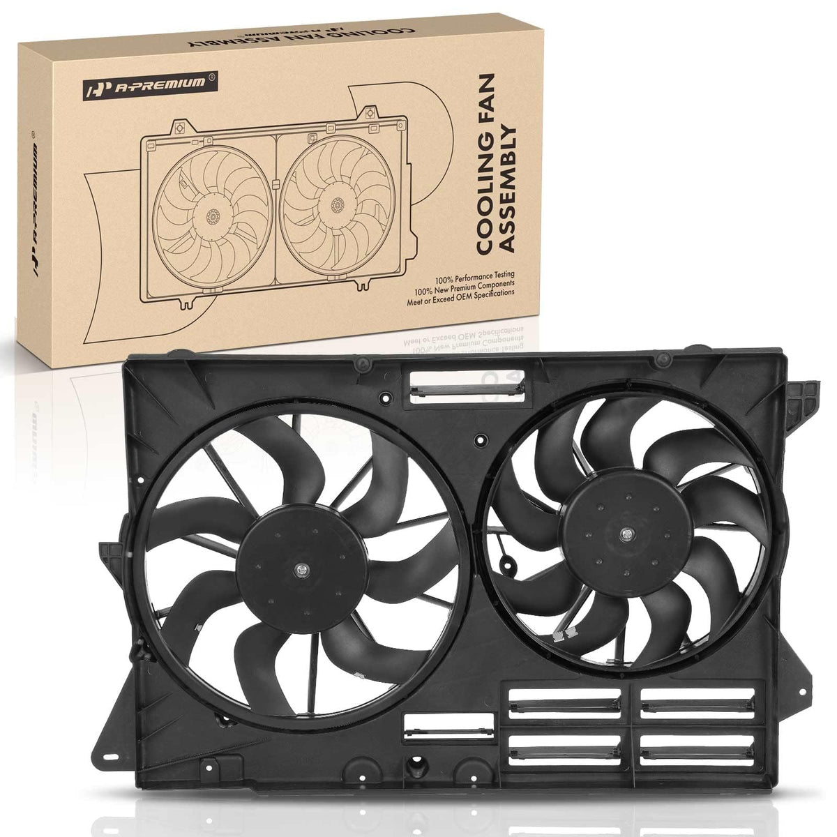 A-Premium Engine Radiator Cooling Fan Assembly Compatible with Select Ford Models - Explorer 2013-2019, Police Interceptor Utility 2014-2019 - Replace# DB5Z8C607D, DB5Z8C607A