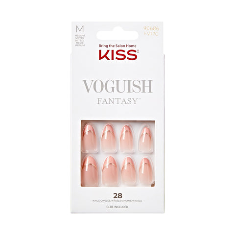 KISS, Press-On Nails, Nail glue included, 'clatant', Medium Size, Almond Shape, Includes 28 Nails, 2g Glue, 1 Manicure Stick, 1 Mini file