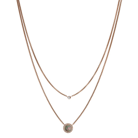 Fossil Necklace for Women Misty Autumn, total length:42+46+5cm extension chain Rose Gold Stainless Steel Necklace, JF02953791