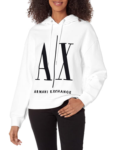 Armani Exchange Women's Icon Project Hooded Sweatshirt, Opt.White, XL