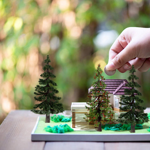 NUOBESTY 4pcs Simulation Model Model Mini Train Accessories Model Trains Faux Plant Diorama Craft Hand Decor Pine Tree Decor Plants Sand Table Accessory Artificial Student Nylon Set