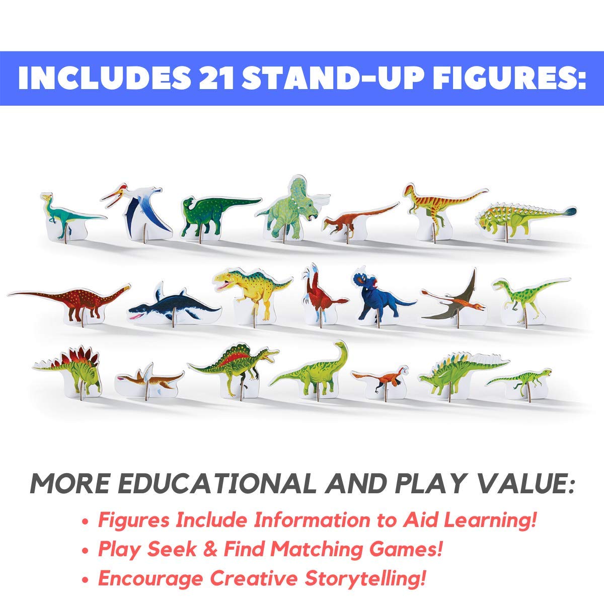 Crocodile Creek - Discover Dinosaurs - 100Piece Educational Floor Puzzle with Fact Booklet & 21 Stand-Up Play Figures