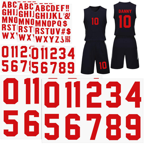190 Pcs Iron on Letters Iron on Numbers Alphabets Fabric Stickers 8 Inch and 3 Inch Number Patches 2 Inch Heat Transfer Letters for Clothing DIY Crafts Sports Team Uniform (Classic Style,Red)