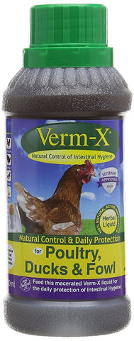 Verm-X 100% Natural Liquid for Poultry. Supports?Intestinal Hygiene. Vet Approved. UFAS Assured. Contains?Prebiotic for Gut Biome.?Restores and Maintains Gut Vitality. Wormwood Free - 250ml