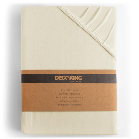 DecoKing Fitted Sheet Cotton Jersey Boxspring, Amber Collection, 200x220-220x240 cm Beige