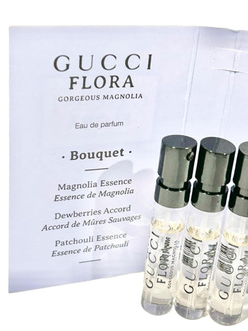Gucci Flora Gorgeous Magnolia Sample Perfume Women EDP Spray 1.5 ml / 0.05 oz - set of 3
